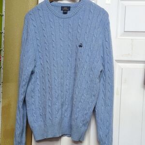 Brooks Brothers Sky Blue Cable Knit Crewneck Sweater